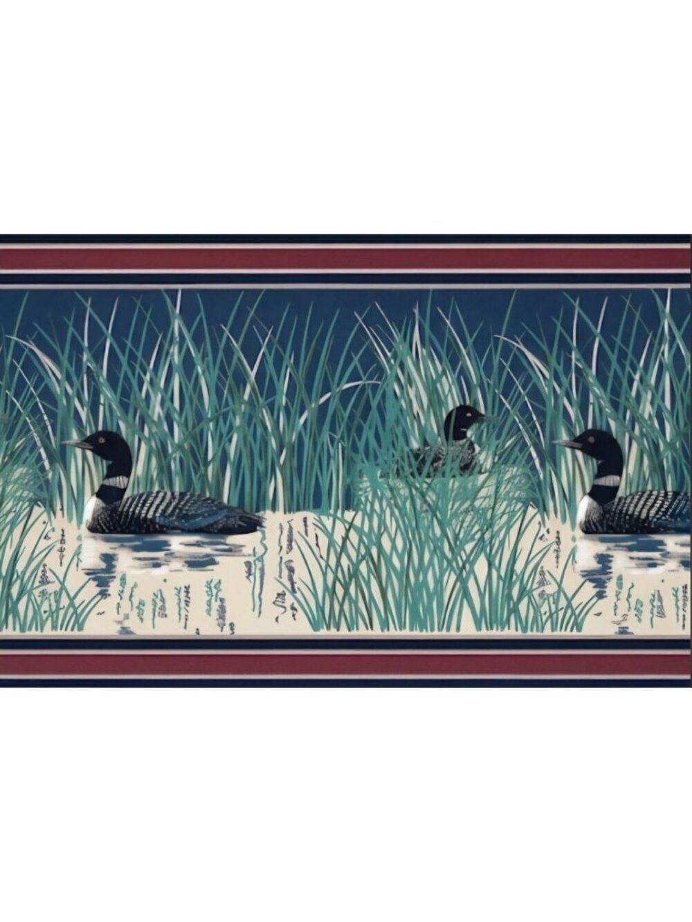 Vintage Borden WB278 Wallpaper Border Loons Ducks Lake Lodge Cabin Sealed Lot 4